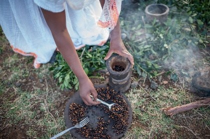 Traditional Ethiopian coffee roasting
